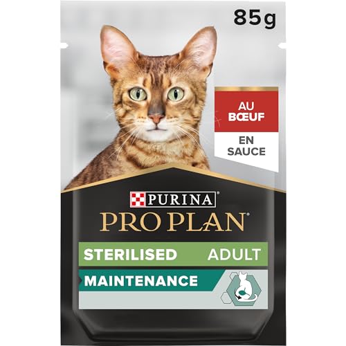 PURINA PRO PLAN STERILISED NUTRISAVOUR Katzenfutter nass für kastrierte Katzen mit Rind 24er Pack 24 x 85g