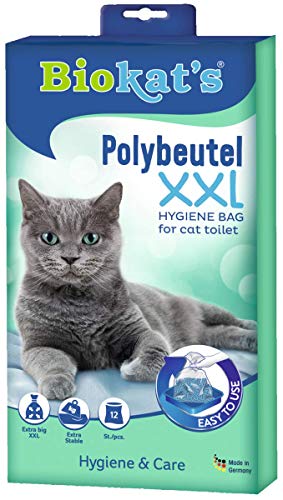 Biokat s Polybeutel XXL - Hygienebeutel zur Auslage in der Katzentoilette für einfachen Wechsel der Katzenstreu - 12er Multi-Pack 12 x 12 Beutel