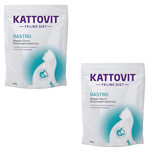 Kattovit - Gastro - Trockenfutter für Katzen bei exokriner Pankreasinsuffizienz - Doppelpack - 2 x 400 g