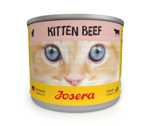 JOSERA Nassfutter Kitten Beef 6 x 200 g Kitten Premium Katzenfutter nass für wachsende Katzen Rind mit Lachsöl getreidefrei Anti-Haarballen Alleinfutter 6er Pack