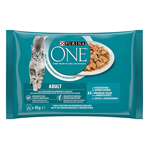 PURINA ONE Adult Katzenfutter nass zarte Stückchen in Sauce mit Hochseefisch 12er Pack 12 x 4 85g