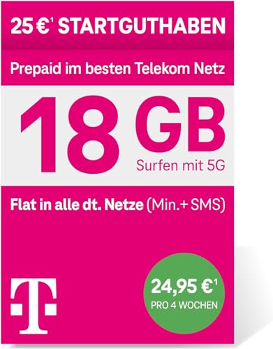 Telekom MagentaMobil XL ohne Vertragsbindung inkl. I 18 Allnet Flat Min alle dt. Netze EU Roaming I Surfen mit Max Hotspot Flat I 25 EUR Startguthaben