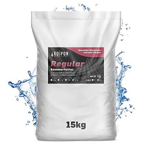 KOIPON Regular 15 kg Koifutter Sommer schwimmend 1% Spirulina Teichfutter 6 mm Pellets Koifutter als Goldfischfutter geeignet