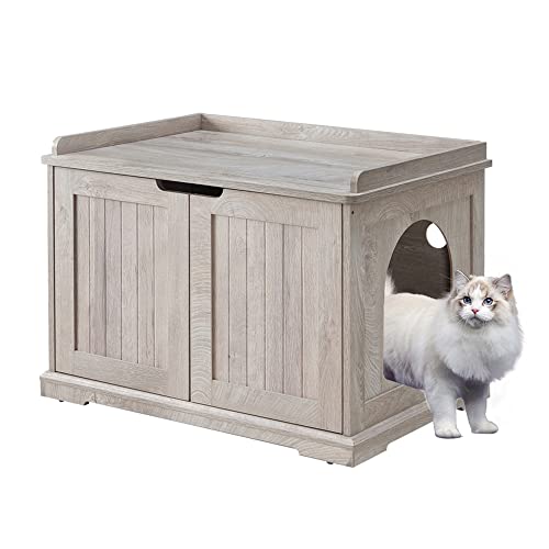 unipaws Katzenschrank versteckte Holz Waschraum Möbelöhle Katzenstreu Aufbewahrungsbox Weiß