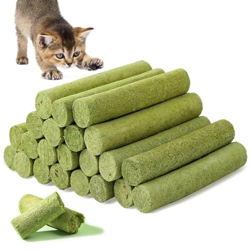 Katzengras Snack 100g Katzengras Sticks Gefriergetrocknet Snacks für Katzen für die Zahnpflege und Haarknäuel Entfernen Katzenminze Cat Grass Stick