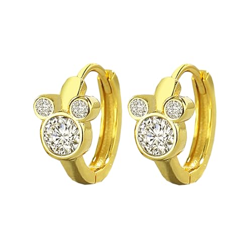 HinDaLi Ohrringe Silber 925 für Frauen Mädchen Ohrringe Creolen Gold Mini Maus Ohrringe mit Zirkonia Ohrringe Damen Gold Ohrringe aus Gold Creolen Damen Klein Kreolen Knorpel Ohrschmuck Kinder