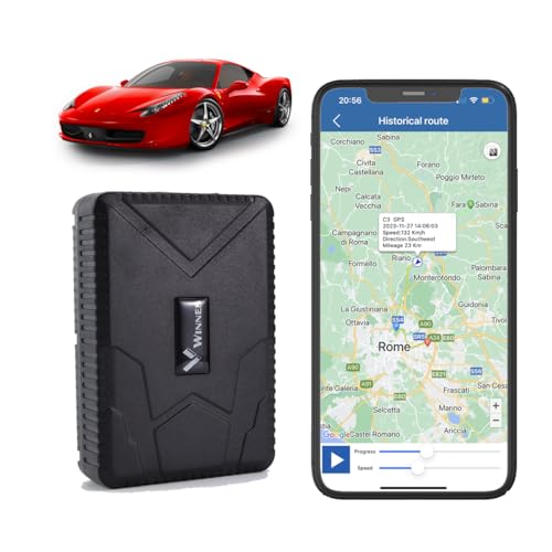 Winnes GPS Tracker Auto 10000mAh GPS Tracker Ohne ABO Echtzeit-Tracking per SMS APP Online-Plattform Flotte Auto LKW GPS Sender Mit Starke Magnetische Mehrfachwarnungen und Kostenlose Apps