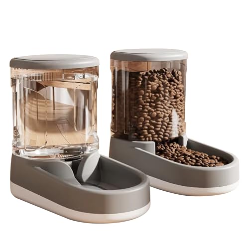 Automatischer Futterspender Automatischer Futterspender Katze pet Automatic Water Dispenser 2.1kg Futterautomat Katze und 3.8L Wasserspender Hund 100% BPA-frei Schwerkraft-Katzenfutterspender