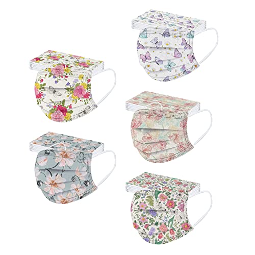 SDFRK 10 Stück Erwachsene Mundschutz mit Motiv Blumen Bunt 3-lagig MNS Mund Nasenschutz 3D Blumen Druck Maske Tücher Atmungsaktiv Mund-Tuch Bandana Halstuch Schals