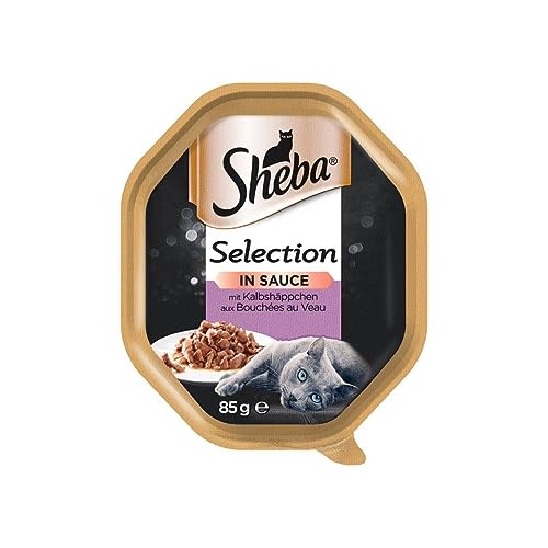 Sheba Selection in Sauce mit Kalbshäppchen Schale 22 x 85g Natürliches und hochwertiges Katzen Nassfutter