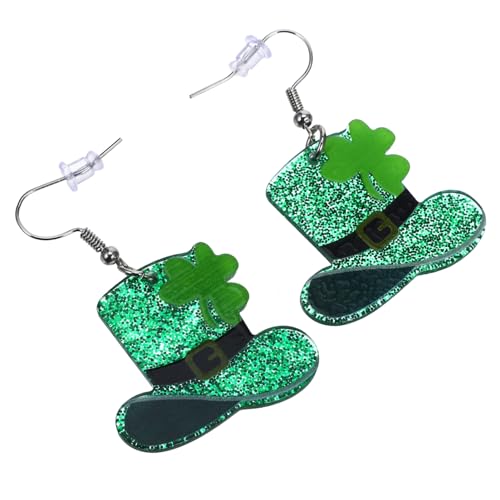 TEMPNAP 1 Paar Urlaub Ohrringe goldene Reifen silberne Creolen silberne Reifen Nieten ohrringe keltisch st. patricks day Kleeblatt-Ohrringe für Frauen Grüne Ohrringe für Frauen Acryl Green