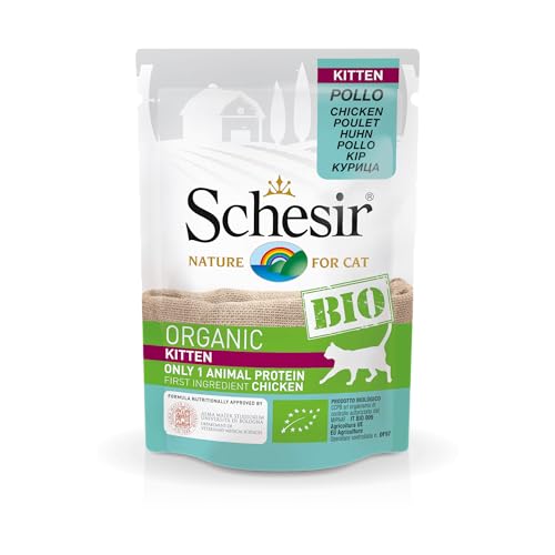 Schesir Katze Bio Kitten - Huhn - 16 x 85 g Portionsbeutel