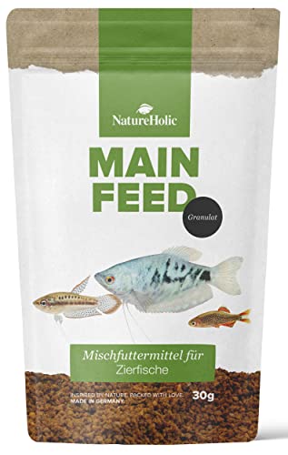 NatureHolic Hauptfeed I Alleinfutter für Zierfische I mit allem was Fische brauchen I schonende Herstellung I Made in Germany I Softgranulat I 50ml