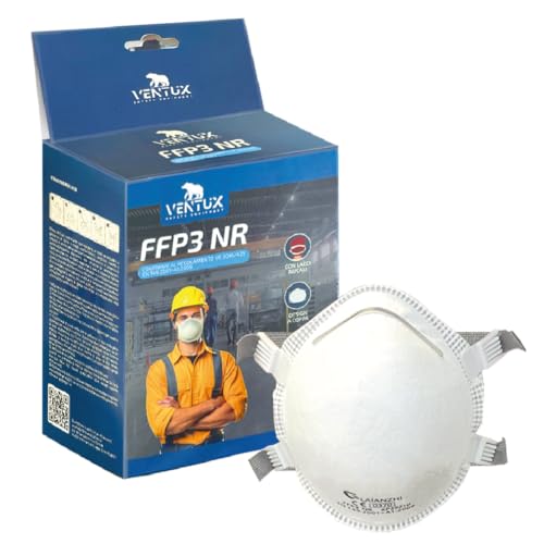 VENTUX SAFETY EQUIPMENT Maske FFP3 mit Schale - 6 Stück hoher Schutz 99% Einzelpackung Farbe Weiß