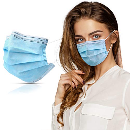 Einweg Masken Mundschutz maske 50 Stück 3-lagig Staubdichte und Atmungsaktive Mundschutz Gesichtsmaske Unisex Blau