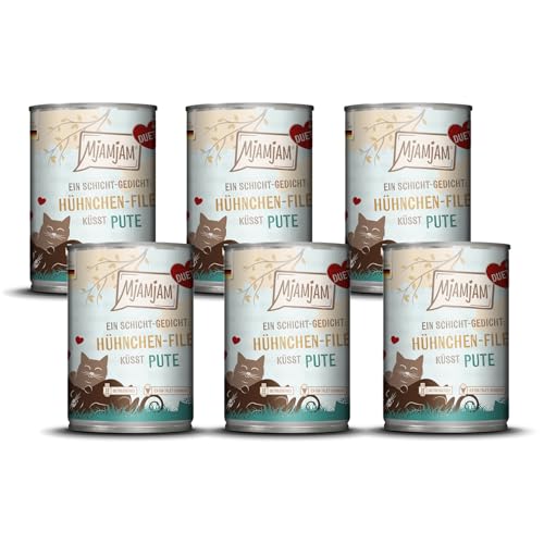 MjAMjAM - Premium Nassfutter für Katzen - Duett - Hühnchen-Filet küsst Pute 6er Pack 6x390g getreidefrei