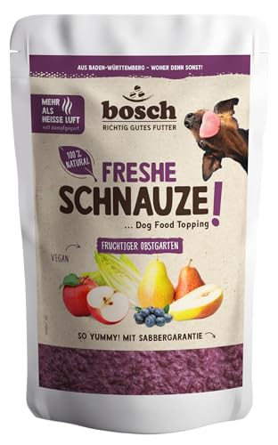 Bosch Freshe Schnauze - Fruchtiger Obstgarten 1 x 200 g Topping für Hundefutter Für Trockenfutter und Nassfutter geeignet mit frischen Äpfeln Birnen Blaubeeren