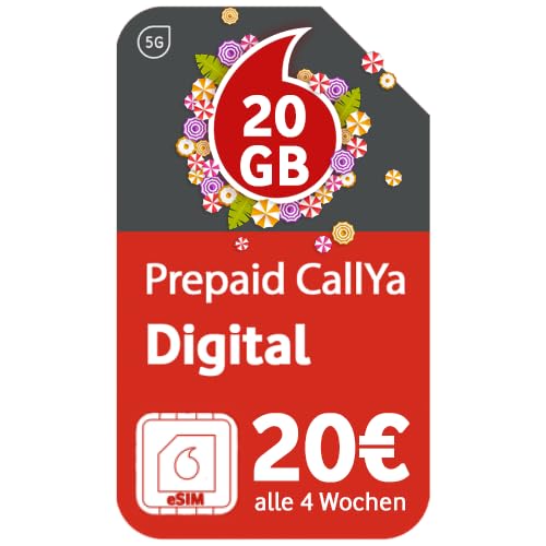 Vodafone CallYa Digital eSIM Jetzt noch mehr   20 statt 15 Datenvolumen Netz Vertrag 1. Monat kostenlos Telefon  Flat