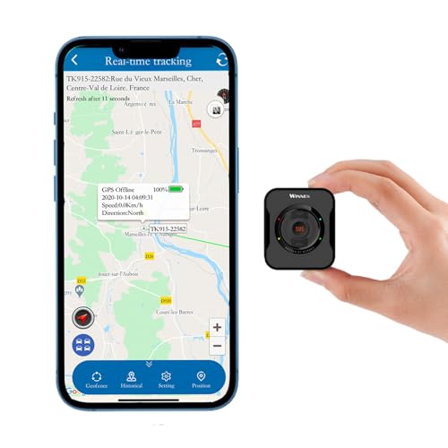 Winnes Mini GPS Tracker 4G Echtzeitverfolgung GPS Tracker Fahrrad Auto GPS Tracker für ältere Menschen und Kinder mit Zwei Benutzerdefinierten Tasten und SOS-Alarm mit Einem klick TKS1