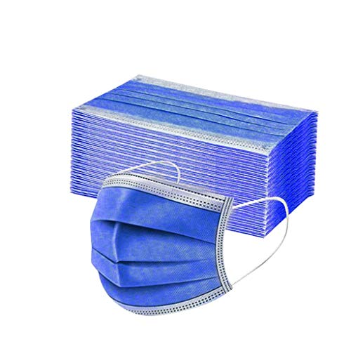 Sumeiwilly 50 Stück Einmal-Mundschutz Staubs-chutz Atmungsaktive Drucken Mundbedeckung Erwachsene Bandana Face-Mouth Cover Halstuch Schlauchschal Blau