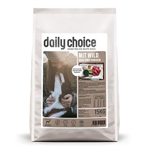 daily choice Basic   15kg   Trockenfutter für Hunde   Wild Reis Erbsen   Keine minderwertigen Kohlenhydrate   Weizenfrei   Grünlippmuschel Chicor e