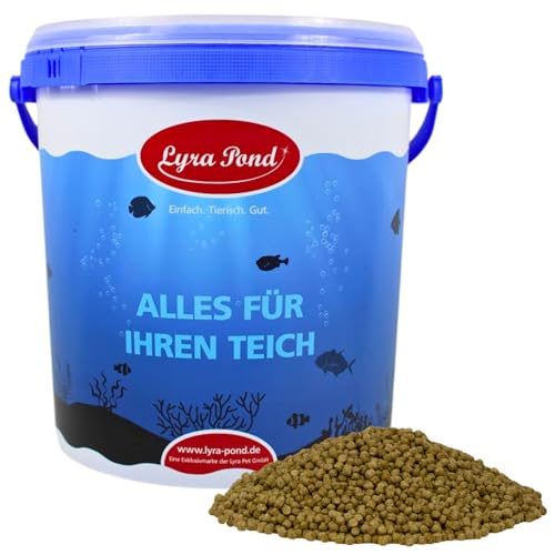 Lyra Pond 10 L Pond Koi Beauty Pellets Staple im Eimer Kräftigt die Farben der Teichfische Proteinreiches Fischfutter Teichfutter mit Insektenmehl Spirulina Geringer Energiegehalt