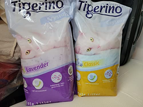 Tigerino 3 x 5 Liter Katzentoilette aus Silizium Crystals jetzt mit Lavendelduft Schnell beseitigt GerÃ¼che hohe Saugkraft und gute Ergiebigkeit umweltfreundlich.