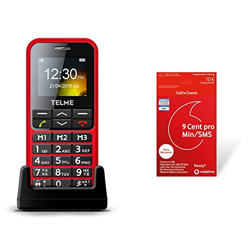 Emporia TELME C151 ExtragroÃŸe beleuchtete GroÃŸtastenhandy Rot Vodafone CallYa Classic 10 Euro Vertrag im D2