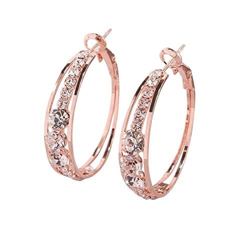 Yunyahe Ohrringe Silber 925 Creolen Ohrringe Gold Hoop Intarsien Schmuck Ohr Ohrringe Ring Ohr Personalisierte weibliche Strass Große Ohrringe Kette in Silber Mit Ohrringe Rose Gold One Size