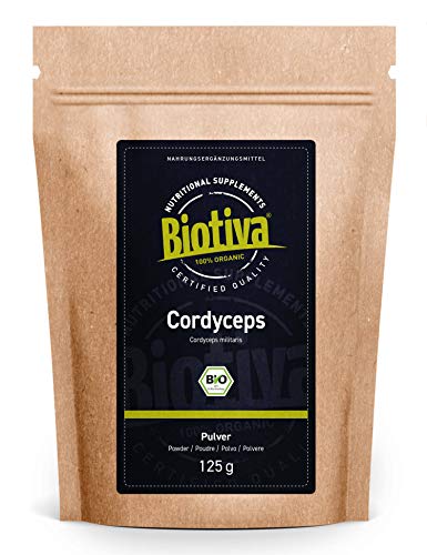 Cordyceps Pulver Bio 125g - 100% Bio - Kernkeulen - Schlauchpilz - Vitalpilz - vegan - ohne Zusatzstoffe - abgefüllt und zertifiziert in Deutschland