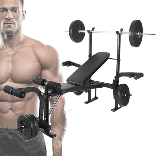 Mixtric 4-In-1-Hantelbank-Set Hantelbänke Für Das Fitnessstudio Zu Hause Verstellbares Trainingsbankdrück-Set Curl-Pad Und Beintrainer Für Ganzkörper-Krafttraining Schwarz