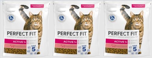 Perfect Fit Active 1 Trockenfutter für Erwachsene aktive Katzen ab 1 Jahr Reich an Rind Unterstützt die Vitalität 3 x 750 g