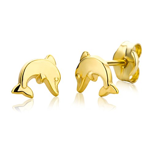 Miore Ohrringe Kinder Mädchen Gelbgold 9 Karat 375 Gold Ohrstecker mit Delfin