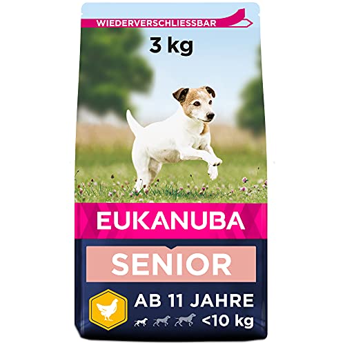 Eukanuba Hundefutter mit frischem Huhn für kleine Rassen Premium Trockenfutter für Senior Hunde 3 kg