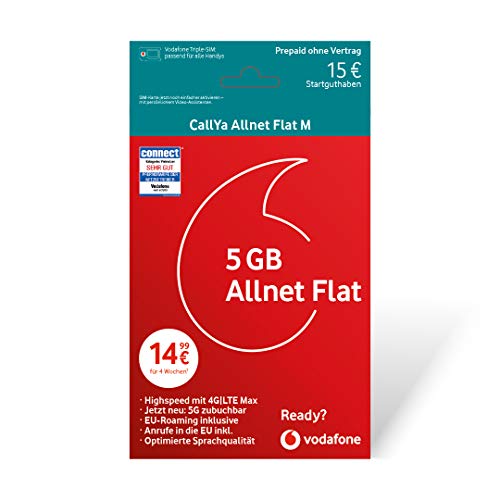Vodafone CallYa Allnet Flat M 15 Euro Startguthaben Karte ohne Vertrag im D2 Netz