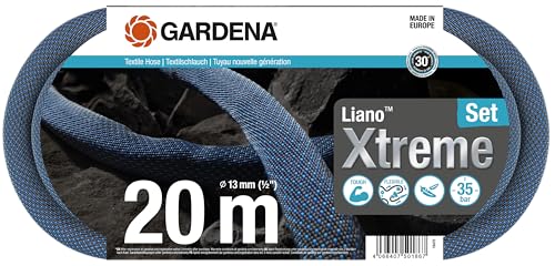 Gardena Liano Xtreme 1 2 Zoll 20m Set Extrem robuster Gartenschlauch aus Textilgewebe mit PVC-Innenschlauch leichtgewichtig wetterbeständig 18470-20