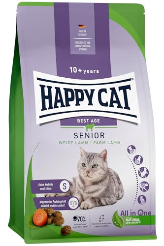 Happy Cat 70613 - Senior Weide Lamm - Katzen-Trockenfutter für Katzensenioren ab dem 8. Lebensjahr - 300 g Inhalt