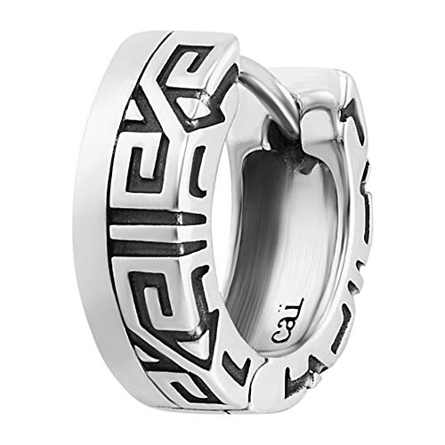 cai Herren Single Creole 925 - Sterling Silber 1 3cm Matt Glanz ohne Stein schwarz 132210513