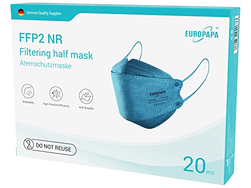 EUROPAPA 40x FFP2 Fisch-Form Blau Masken Atemschutzmaske Staubschutzmasken hygienisch einzelverpackt Stelle zertifiziert EN149 Mundschutzmaske EU2016 425