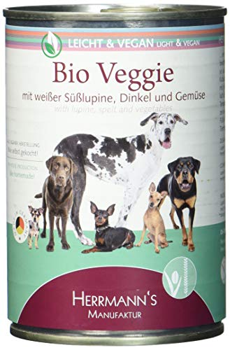 Herrmann s Bio Veggie Hundenassfutter mit weißer Süßlupine Dinkel und Gemüse vegan laktosefrei 400 g