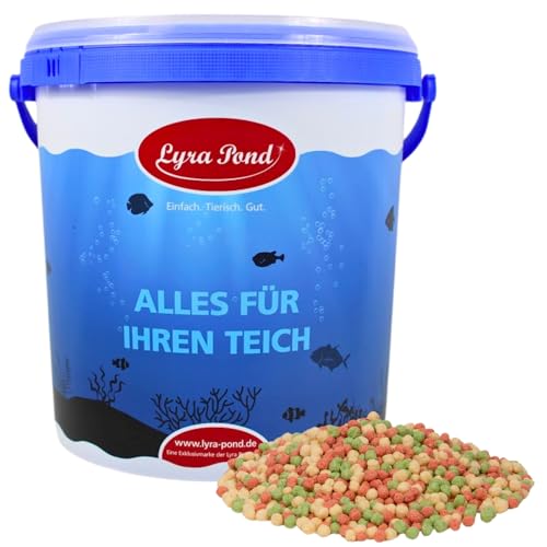 Lyra Pond 10 L Pond Colour Mix Light im Eimer Leichtes Mehrfarbiges Fischfutter mit Spirulina Gut verdauliches Teichfutter Kräftigt die Farben des Fisches Artgerechtes Futter für Teichfische