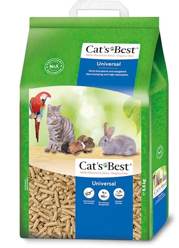Cat s Best Universal 100 % pflanzliche Kleintierstreu nicht klumpende Pellets aus Pflanzenfasern für Katzen und andere Kleintierrassen 5 5 kg 10 l