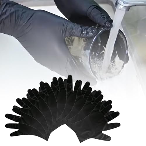 BAOSROY Einweghandschuhe Schwarz 50pcs Einmalhandschuhe L Gummihandschuhe Einweg Handschuhe Nitril Einmalhandschuhe Puderfrei Ohne Latex Einmalhandschuhe Mechaniker