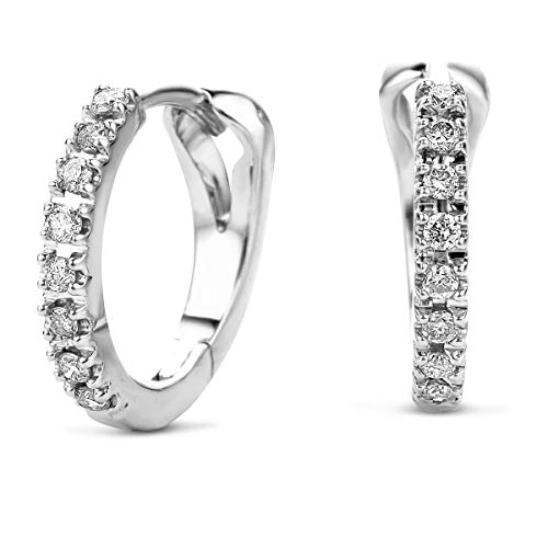 Miore Damen 0.11 Ct Diamant aus WeiÃŸgold 14 Karat 585 Ohrschmuck Diamanten Brillanten