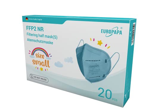 EUROPAPA 20x FFP2 Maske S in Kleiner Größe Atemschutzmasken 5 hygienisch einzelverpackt EU 2016 425 Blau