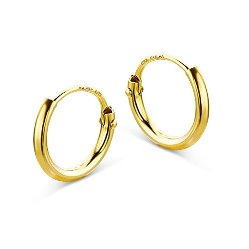 Miore Schmuck Damen glänzende Creolen Ohrringe aus Gelbgold 14 Karat 585 Gold