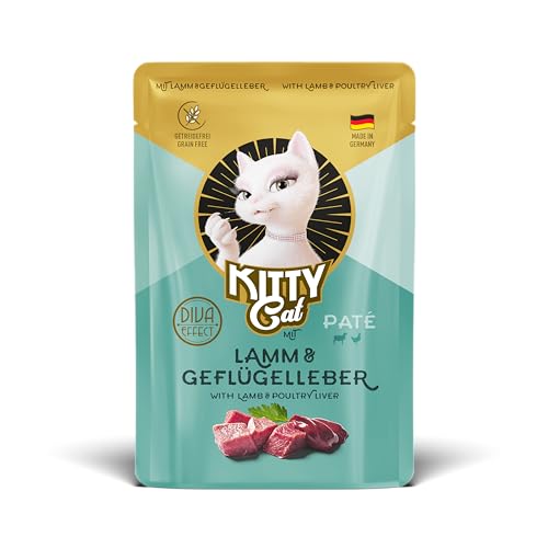 KITTY Cat Pat Lamm Geflügelleber 6 x 85 g Nassfutter für Katzen getreidefreies Katzenfutter mit Taurin Lachsöl und Grünlippmuschel Alleinfuttermittel mit hohem Fleischanteil Made in Germany