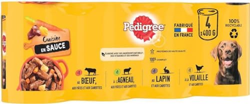 PEDIGREE Kochdosen in Sauce 4 Sorten für Erwachsene Hunde 4 x 400 g