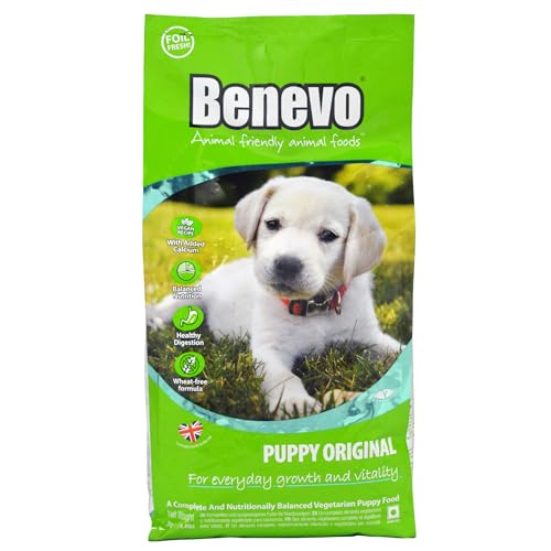 Benevo Veganes Welpenfutter trocken 10kg Hypoallergen weizenfrei GVO-frei Hundefutter für alle Rassen mit essentiellen Fettsäuren Taurin L-Carnitin PETA und Vegan Society UK genehmigt