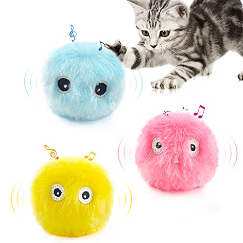 Katzenbälle Interaktives Katzenspielzeug Ball 3 Stück Katzenball mit Geräusch Interactive Katzenspielzeugball Catnip Ball Mit Sound Katzenminze Ball Flauschiges Katzenspielzeug für Kätzchen für Katze